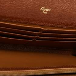 Pre Owned Cartier Brown Leather Marcello de Cartier Flap Wallet