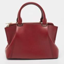 Pre Owned Cartier Dark Red Leather Mini C de Cartier Satchel