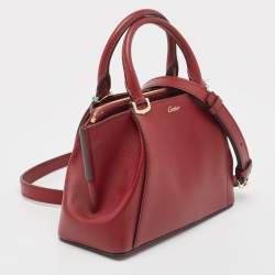 Pre Owned Cartier Dark Red Leather Mini C de Cartier Satchel