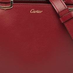 Pre Owned Cartier Dark Red Leather Mini C de Cartier Satchel