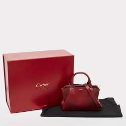 Pre Owned Cartier Dark Red Leather Mini C de Cartier Satchel