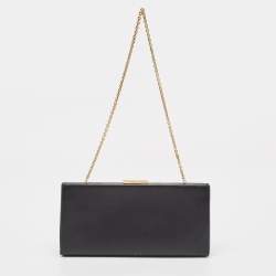 Pre Owned Cartier Black Leather Panthere De Cartier Chain Clutch
