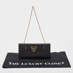 Pre Owned Cartier Black Leather Panthere De Cartier Chain Clutch