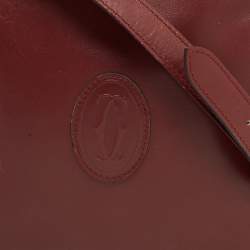 Pre Owned Cartier Burgundy Leather Must de Cartier Crossbody Bag