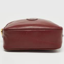 Pre Owned Cartier Burgundy Leather Must de Cartier Crossbody Bag