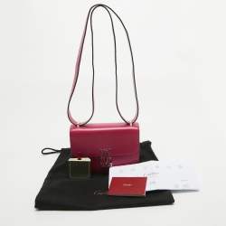 Pre Owned Cartier Fuchsia Leather Nano C De Cartier Shoulder Bag