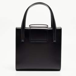 Pre Owned Cartier Black Glossy Leather Panthere Top Handle Bag