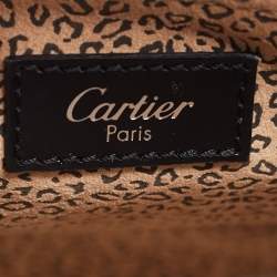 Pre Owned Cartier Black Glossy Leather Panthere Top Handle Bag