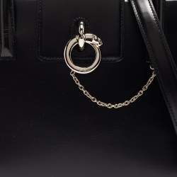 Pre Owned Cartier Black Glossy Leather Panthere Top Handle Bag