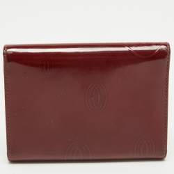 Pre Owned Cartier Red Patent Leather Happy Birthday Trifold Wallet