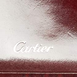Pre Owned Cartier Red Patent Leather Happy Birthday Trifold Wallet