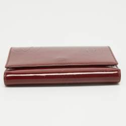 Pre Owned Cartier Red Patent Leather Happy Birthday Trifold Wallet