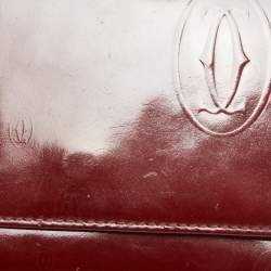Pre Owned Cartier Red Patent Leather Happy Birthday Trifold Wallet