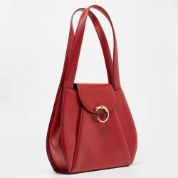 Pre Owned Cartier Red Leather Panthere Shoulder Bag