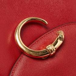Pre Owned Cartier Red Leather Panthere Shoulder Bag
