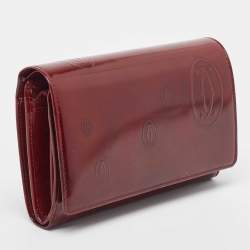 Cartier Burgundy Patent Leather Happy Birthday Continental Wallet