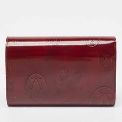 Cartier Burgundy Patent Leather Happy Birthday Continental Wallet