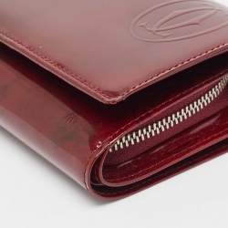 Cartier Burgundy Patent Leather Happy Birthday Continental Wallet