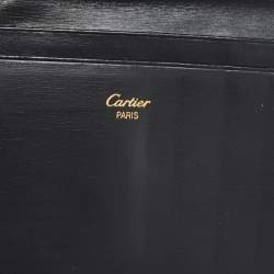 Pre Owned Cartier Navy Blue Leather Must de Cartier Bifold Long Wallet