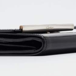 Cartier Black Glossy Leather Panthere Art Deco Trifold Wallet