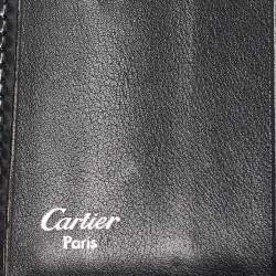 Cartier Black Glossy Leather Panthere Art Deco Trifold Wallet