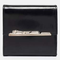 Cartier Black Glossy Leather Panthere Art Deco Trifold Wallet