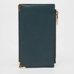 Cartier Green Leather Must de Cartier Zip Card Holder