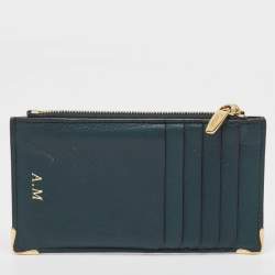 Cartier Green Leather Must de Cartier Zip Card Holder