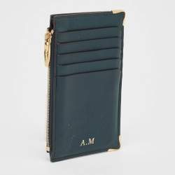 Cartier Green Leather Must de Cartier Zip Card Holder