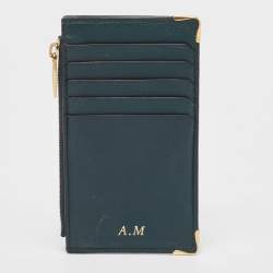 Cartier Green Leather Must de Cartier Zip Card Holder