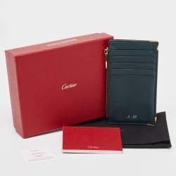 Cartier Green Leather Must de Cartier Zip Card Holder