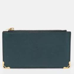 Cartier Green Leather Must de Cartier Zip Card Holder