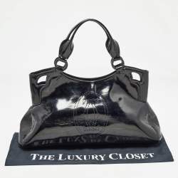 Pre Owned Cartier Black Patent Leather Small Marcello De Cartier Tote