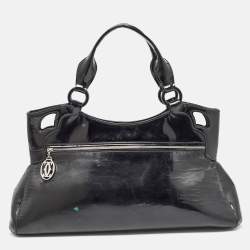 Pre Owned Cartier Black Patent Leather Small Marcello De Cartier Tote