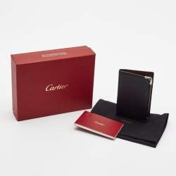 Pre Owned Cartier Black Leather Must De Cartier Card Case
