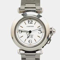 Cartier White Stainless Steel Pasha C de Cartier Automatic Women's Wristwatch 35 mm