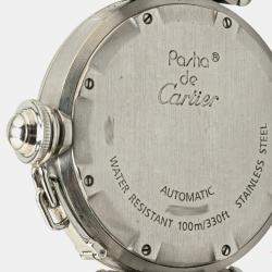 Cartier White Stainless Steel Pasha C de Cartier Automatic Women's Wristwatch 35 mm