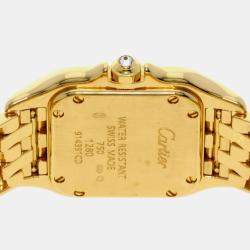 Cartier White 18k Yellow Gold Panthere WF3072B9 Quartz Women's Wristwatch 22 mm