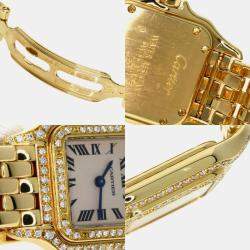 Cartier White 18k Yellow Gold Panthere WF3072B9 Quartz Women's Wristwatch 22 mm