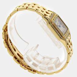 Cartier White 18k Yellow Gold Panthere WF3072B9 Quartz Women's Wristwatch 22 mm