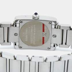 مملوكة مسبقًا Cartier Silver Stainless Steel Diamond Tank Francaise W4TA0008 Women's Wristwatch 20 mm