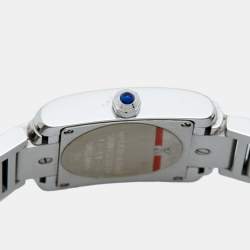مملوكة مسبقًا Cartier Silver Stainless Steel Diamond Tank Francaise W4TA0008 Women's Wristwatch 20 mm
