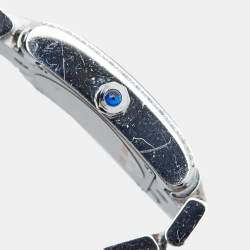 مملوكة مسبقًا Cartier Silver Stainless Steel Diamond Tank Francaise W4TA0008 Women's Wristwatch 20 mm