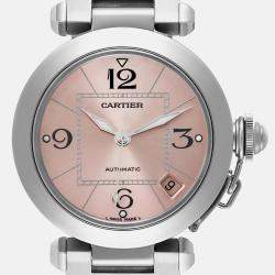 Cartier Pasha C Midsize Pink Dial Automatic Steel Ladies Watch 35.0 mm