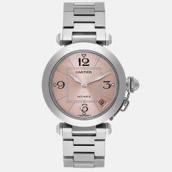 Cartier Pasha C Midsize Pink Dial Automatic Steel Ladies Watch 35.0 mm