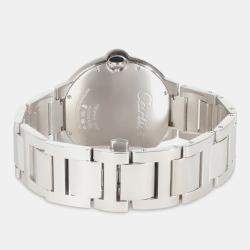 Cartier Silver Diamond 18k White Gold Ballon Bleu WE9009Z3 Automatic Women's Wristwatch 42 mm