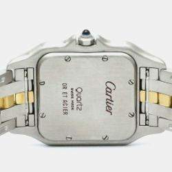 Cartier Silver 18k Yellow Gold Stainless Steel Panthere Quartz Women's Wristwatch 27 mm