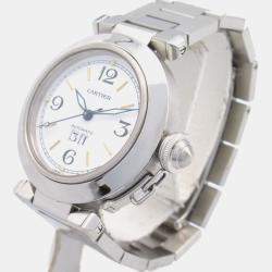 Cartier White Stainless Steel Pasha C  Automatic Women's Wristwatch 35 mm