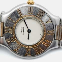 مملوكة مسبقًا Cartier White Stainless Steel Must De Cartier Women's Wristwatch 31 mm