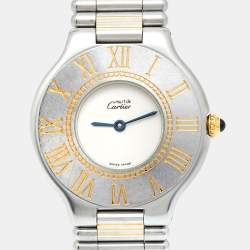 مملوكة مسبقًا Cartier White Stainless Steel Must De Cartier Women's Wristwatch 31 mm